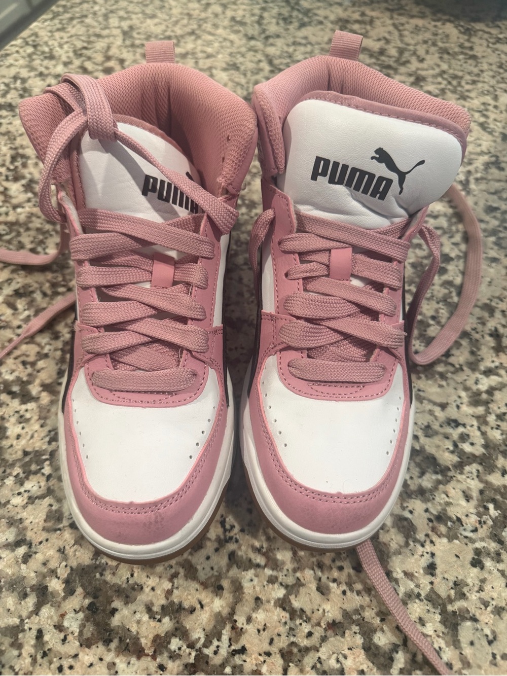 Puma Pink and White Kids' High-Top Sneakers